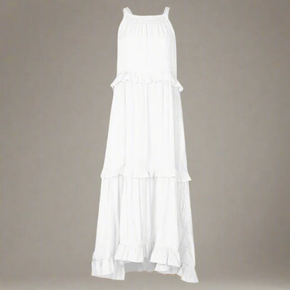 Elegant Apricot Ruffle Maxi Dress