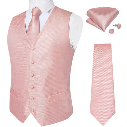 Fashion Light Blue Paisley Silk Vests for Men with Tie Handkerchief Cufflinks Business Wedding Party Waistcoat Tuxedo Vest