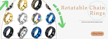 Fashion Anxiety Fidget Rings Adjustable for Women Simple Gold Color Round Beads Rotate Freely Ring Jewelry Anti Stress Gifts