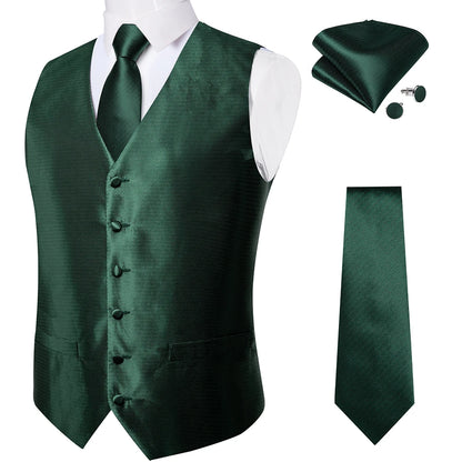 Fashion Light Blue Paisley Silk Vests for Men with Tie Handkerchief Cufflinks Business Wedding Party Waistcoat Tuxedo Vest