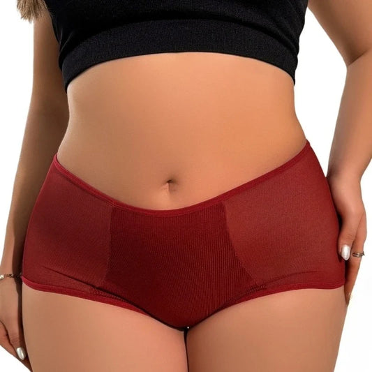 High-Quality Plus Size Women's Briefs Mid-Rise Solid Color Cotton Crotch Soft Breathable Seamless Comfortable Casual Underwear