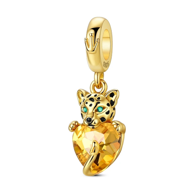 Golden Sunflower Leopard Poodle Charms Beads Fit Bracelet Nacklace Jewelry DIY Gifts For Women