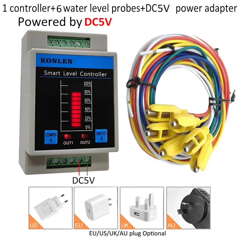KONLEN Tuya Tank Water Level Sensor Controller Monitor WIFI Automatic Flood Leak Alarm Detector Smart Life Leakage Protection