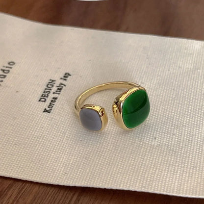 Vintage White Enamel Metal Irregular Shape Geometric Open Adjustable Ring for Women Girl Jewelry Birthday Gifts Anillo Hombre