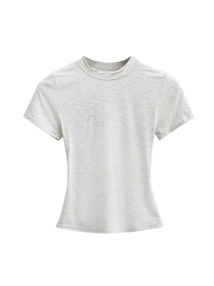Slim Fit Solid Color Women's Casual T-shirt Short Sleeve Fashion Trend Y2K Top High Quality 2026 New Arrival