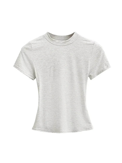Slim Fit Solid Color Women's Casual T-shirt Short Sleeve Fashion Trend Y2K Top High Quality 2026 New Arrival
