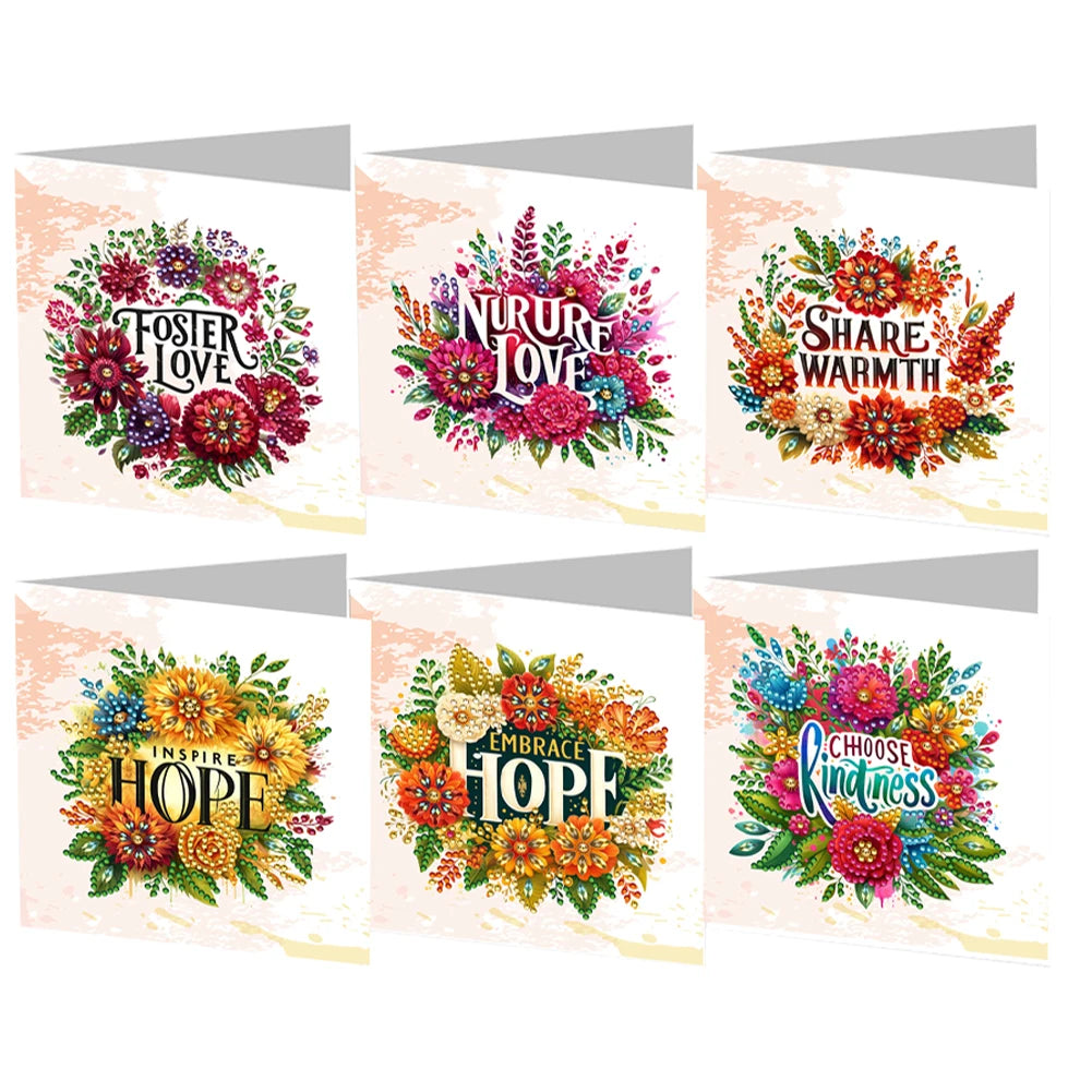 6Pcs DIY Diamond Painting Animal Flower Greeting Card Rinestone Embroidery Arts Craft Cards Kit Birthday Gift for Friend Gift