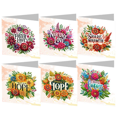 6Pcs DIY Diamond Painting Animal Flower Greeting Card Rinestone Embroidery Arts Craft Cards Kit Birthday Gift for Friend Gift