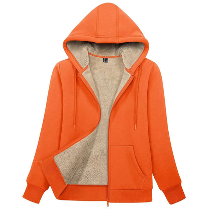 Sherpa-Lined Fleece Zip-Up Hoodie Jacket Women