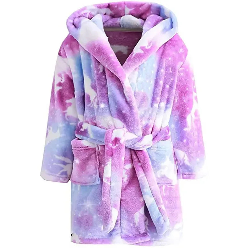 Children Bath Robes Flannel Winter Kids Sleepwear Robe Infant Pijamas Nightgown For Boys Girls Pajamas 1-11 Years Baby Clothes