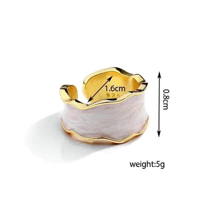 Vintage White Enamel Metal Irregular Shape Geometric Open Adjustable Ring for Women Girl Jewelry Birthday Gifts Anillo Hombre