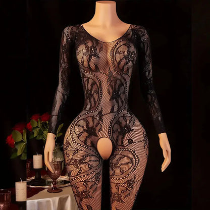 Porn Underwear Crotchless Babydolls Dress EroticCostume Sexy Hanging Neck Bodystockings Mesh See Through Adults Sexual Bodysuits