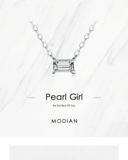 Modian Genuine 925 Sterling Silver Fashion Charm AAA Zirconia Pendant Necklace For Women Silver Female Necklaces Fine Jewelry