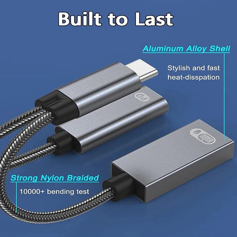 USB-C OTG Adapter Cable: Dual-Function Type-C to USB-A Converter with Power Delivery (PD) Charging Support