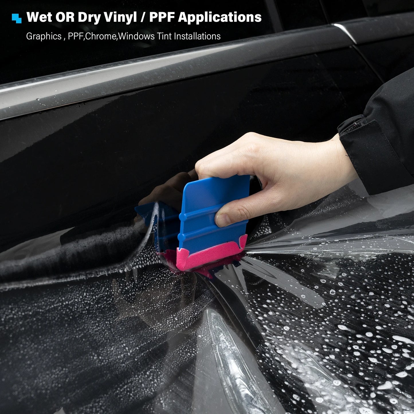FOSHIO 10pcs/Box Soft Suede Felt Buffer Tools Wrapping Car Vinyl Squeegee Applicator Carbon Film Tinting Scraper Edge Protector