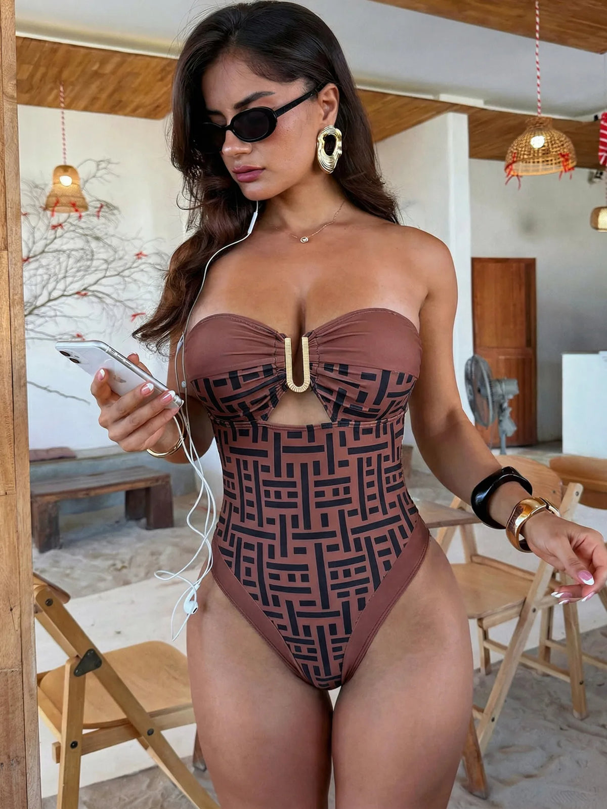 One Piece Swimsuit 2026 New Vintage Retro Swimwear Women Swimsuit Bandeau Bathing Suit Beachwear Monokini Female Swimming Suits