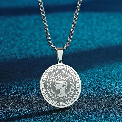 Mens Ancient Greek God Spartan Warrior Pendant Gladiator Necklace Women Mythology Spartan Helmet Charm Neck Chain Amulet Jewelry