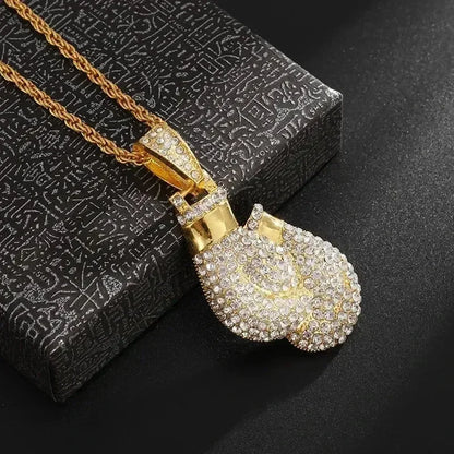 Ice Out Zircon Polite Gesture Middle Finger Necklace Men Women Punk Hip Hop Rap Rock Party Jewelry Gift