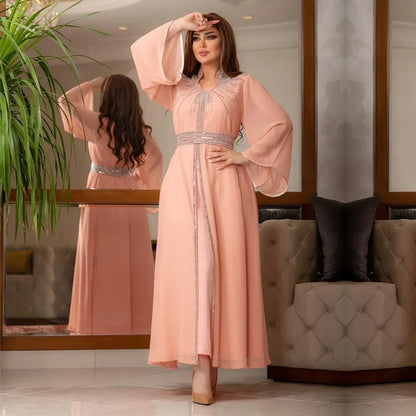 Customized Luxury Abaya Diamonds Muslim Elegant Women Dresses Caftan Moroccan Dubai Kaftan Gown Evening Party Eid Mubarak Jalabi