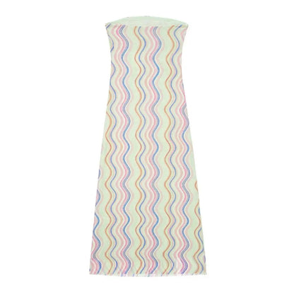 2026 Dress For Women Summer Chic Print Mesh Sleeveless Sexy Side Slit Slim Dresses Wild Beach Resort Style Woman Dress