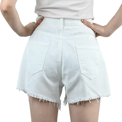 3pcs Women's High Waist Denim Shorts 2025 Summer Black Blue White Hot Pants Ripped Jeans Shorts Woman Short Trousers Streetwear