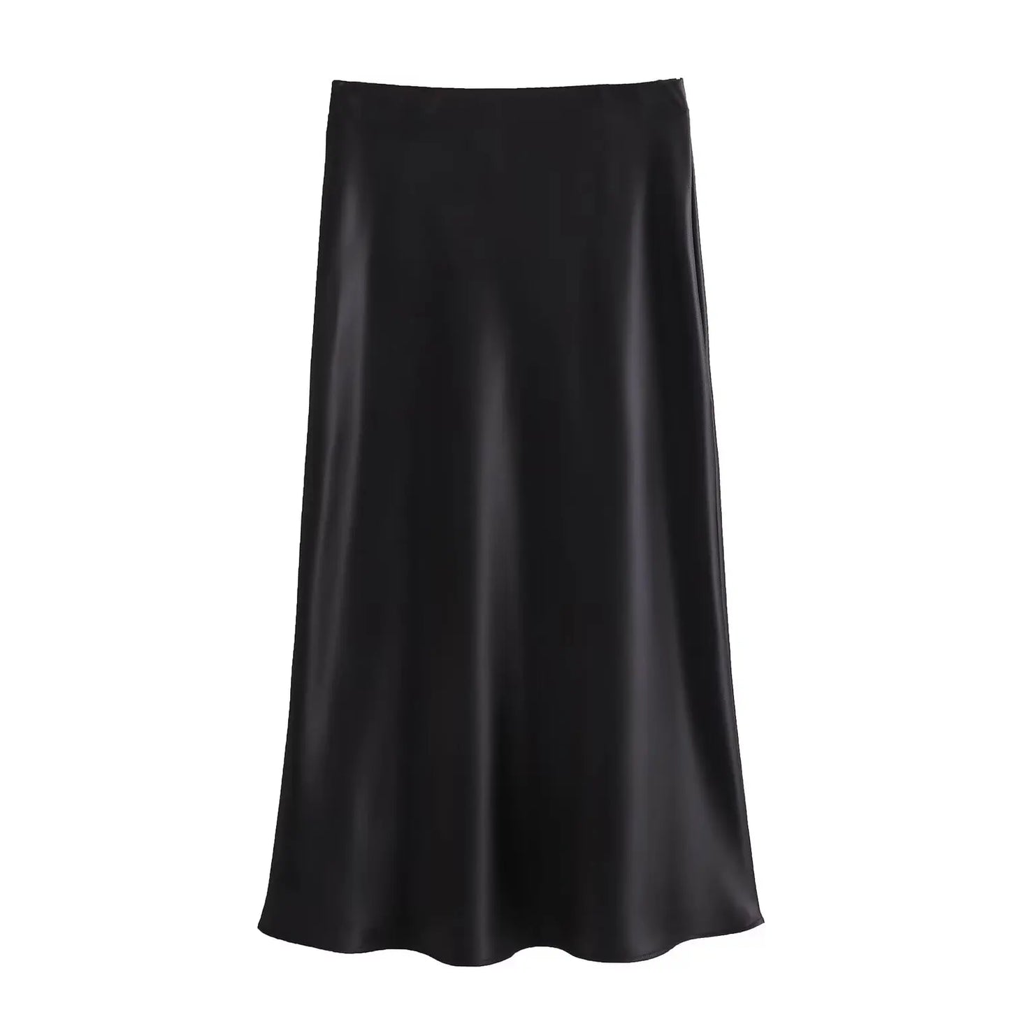 2026 New Women's European And American Style Fashion Silk Satin Texture High Waist Skirt Street Style Elegant Mid-length Skirt