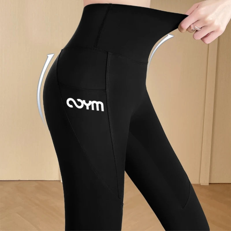 Horetong Women Sports Pants With Pocket High Waist Fitness Running Casual Streetwear Trousers Female Tight Workout Gym Clothing