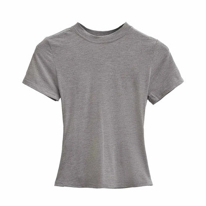 Slim Fit Solid Color Women's Casual T-shirt Short Sleeve Fashion Trend Y2K Top High Quality 2026 New Arrival
