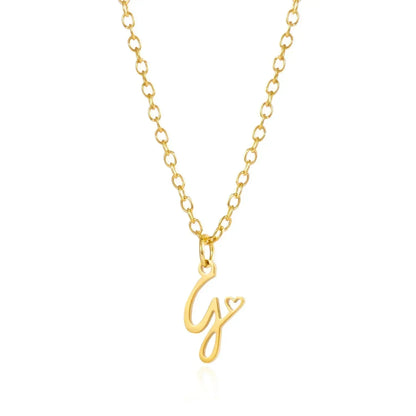 26 Initial Letters Heart Pendant Stainless Steel Necklace for Women Gold Color A-Z Alphabet Choker Chain Birthday Jewelry Gift