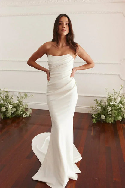 Maternity Mermaid Wedding Dress | Silk Satin Gown -femstylo