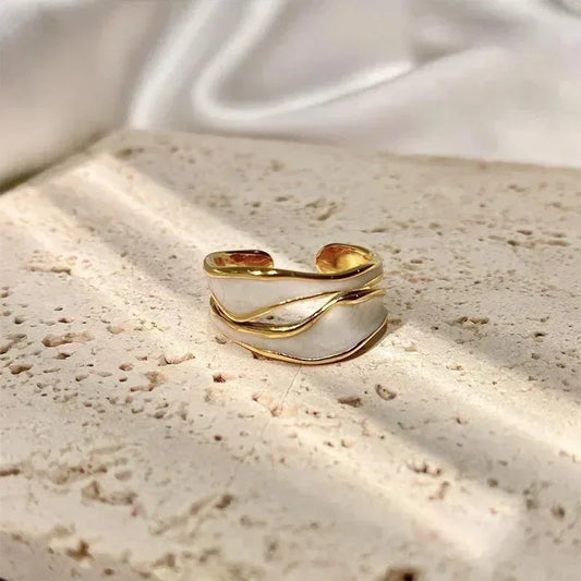 Vintage White Enamel Metal Irregular Shape Geometric Open Adjustable Ring for Women Girl Jewelry Birthday Gifts Anillo Hombre