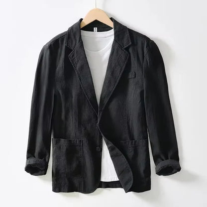 70% Linen 30% Cotton Breathable Men's Blazer Suit Jacket For Men Black Coat For Summer Business Lightweight Male Clothes 2026