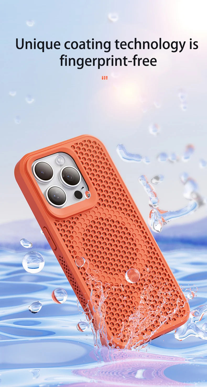 Cooling Heat Dissipation Magsafe Magnetic Phone Case For iPhone 16 14 15 13 12 11 Pro Max Plus Breathable Grid Hard Back Cover