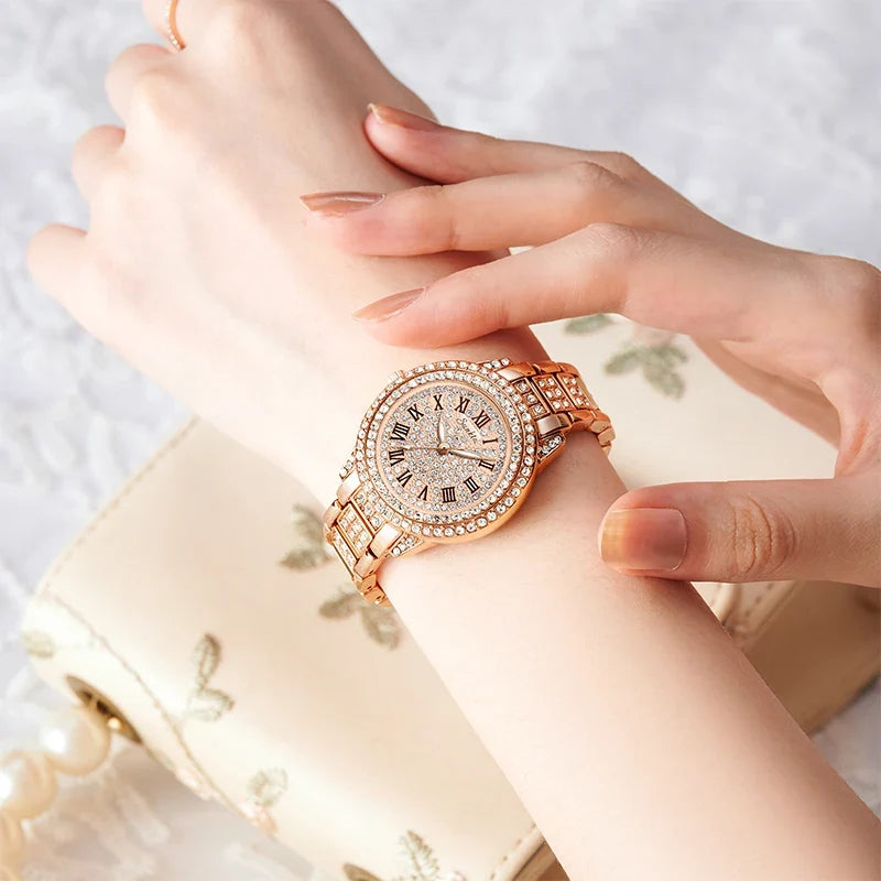 Women's Rose Gold-Tone Crystal Bracelet Watch