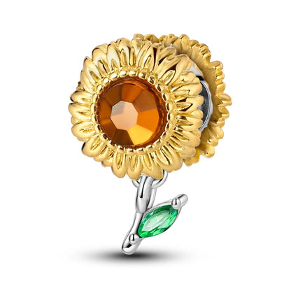 Golden Sunflower Leopard Poodle Charms Beads Fit Bracelet Nacklace Jewelry DIY Gifts For Women