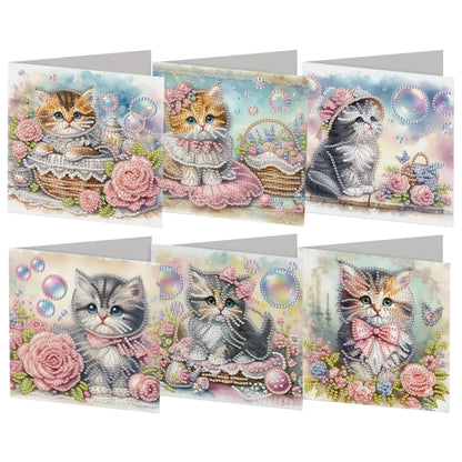 6Pcs DIY Diamond Painting Animal Flower Greeting Card Rinestone Embroidery Arts Craft Cards Kit Birthday Gift for Friend Gift