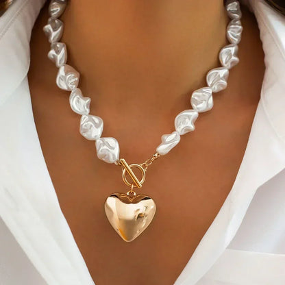 Elegant imitate Barlot Pearl Pendant Choker Necklace Natural Stone Chain For Girls Jewelry Trend Vacation Wedding Gifts X0294