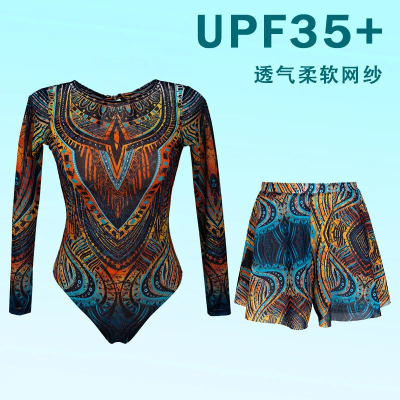 Long Sleeve Swimsuit Women Swimwear 2026 Sexy Bikinis Female Biquini Patchwork Swim Suits Print Surf Bodysuit Beachwear