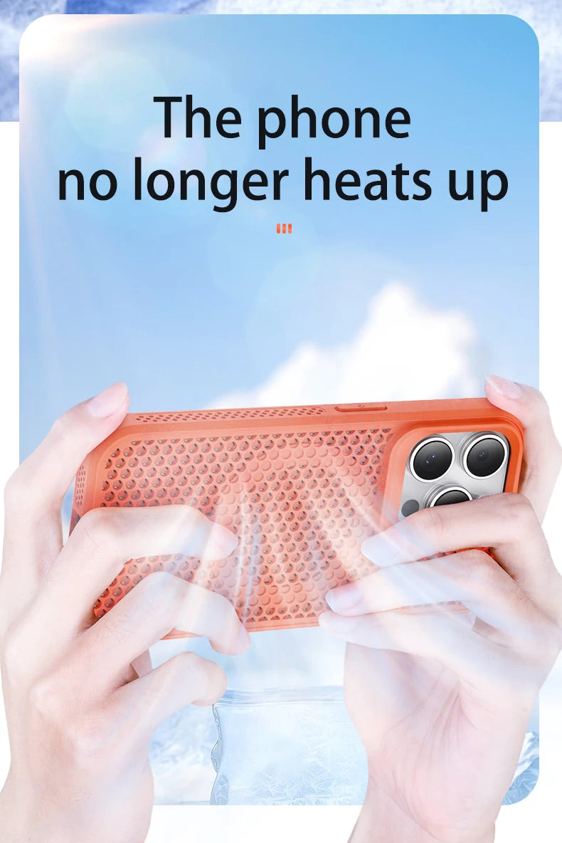 Cooling Heat Dissipation Magsafe Magnetic Phone Case For iPhone 16 14 15 13 12 11 Pro Max Plus Breathable Grid Hard Back Cover
