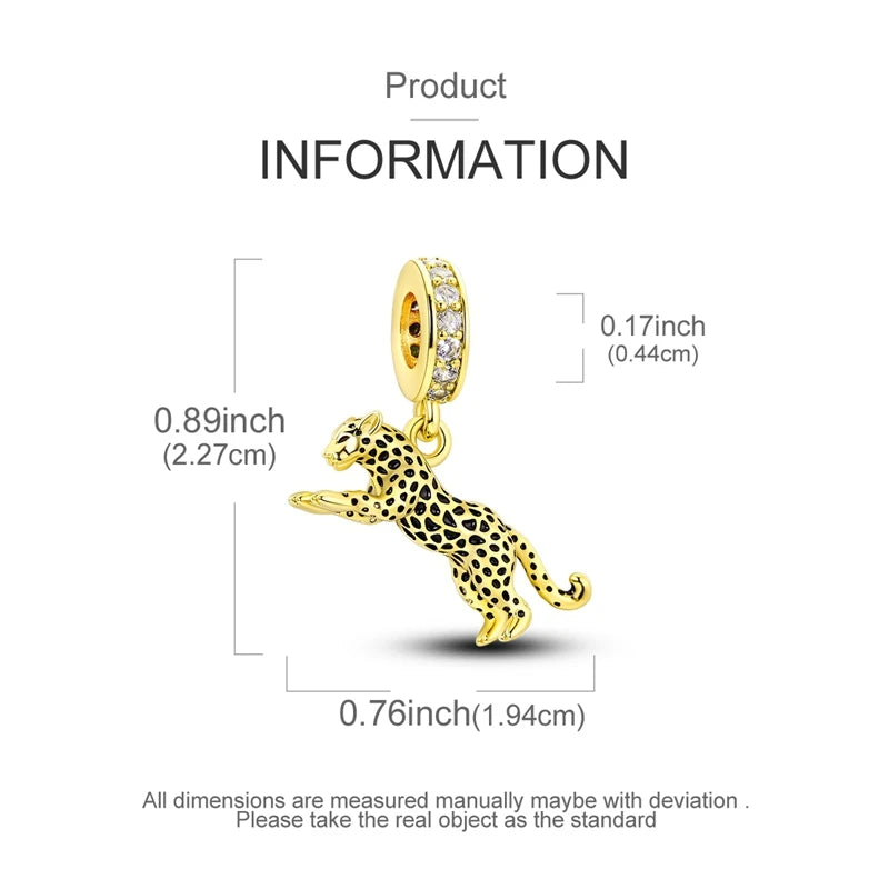 Golden Sunflower Leopard Poodle Charms Beads Fit Bracelet Nacklace Jewelry DIY Gifts For Women