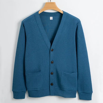 BROWON New Knitted Sweater Cardigan Men 2026 Autumn Solid Casual Man Clothes Korean Fashion 80% Cotton V-Neck Collar Sweater Men