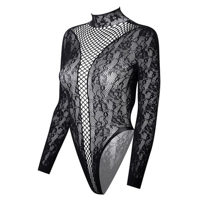 New American Style Fashion Men Vests Tops Crew Neck Sexy Hollow  Mesh Bodysuit Casual  Long Sleeve Tank Clubwear Party Costume