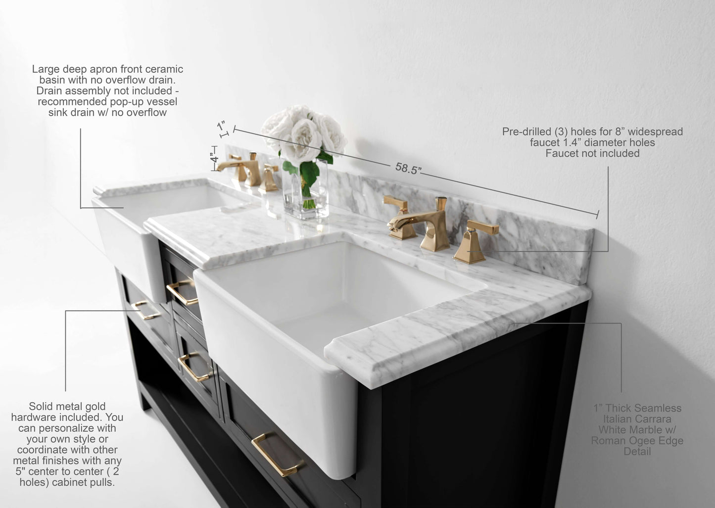 Hayley 60" Bath Vanity Set