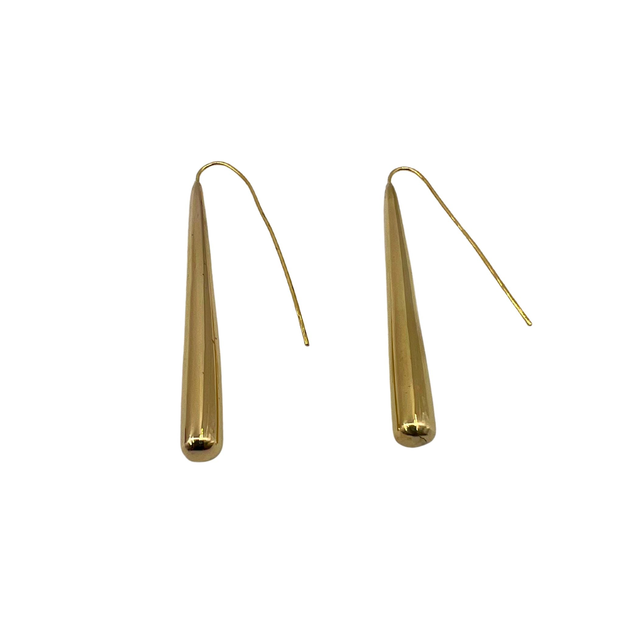 Long Bar Brass Drop Earrings for Women | Moja
