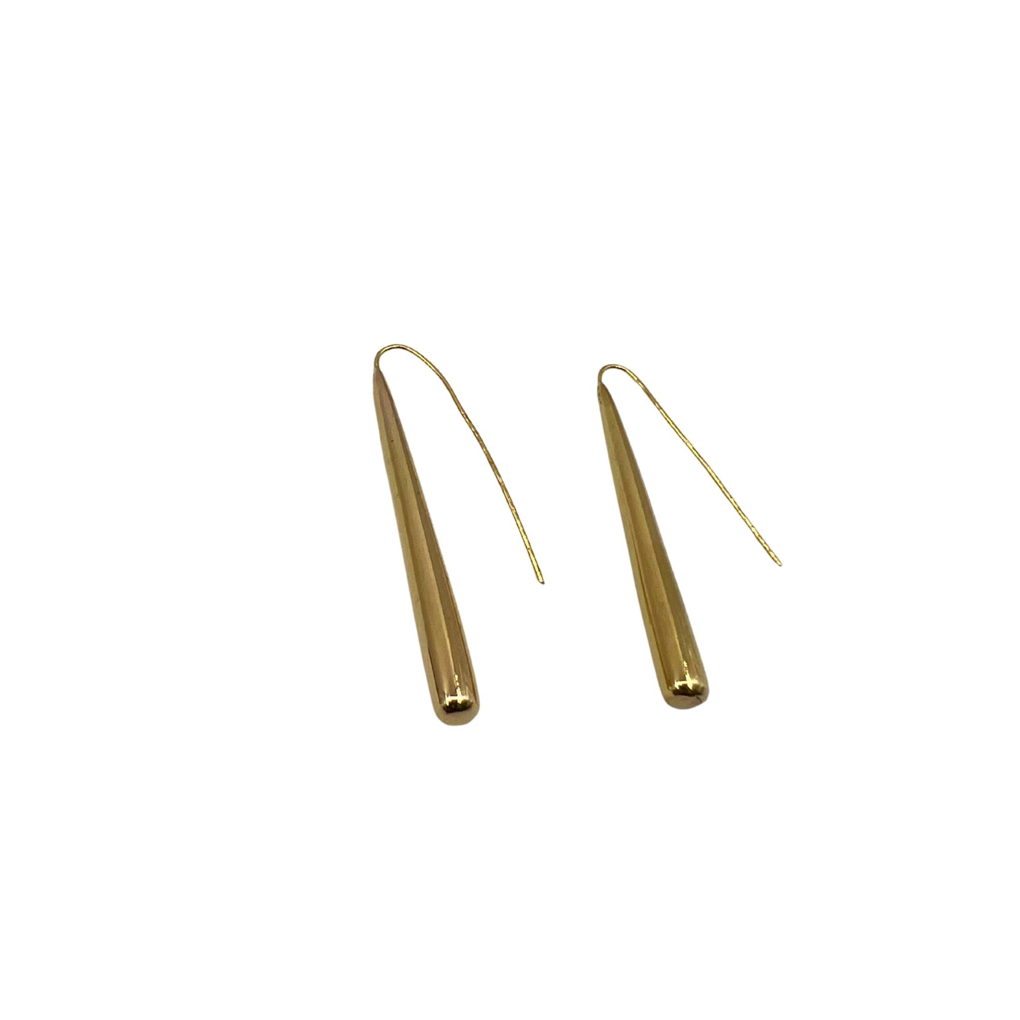 Long Bar Brass Drop Earrings for Women | Moja