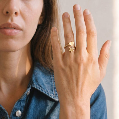 Star and Heart Wrap Ring | Mira