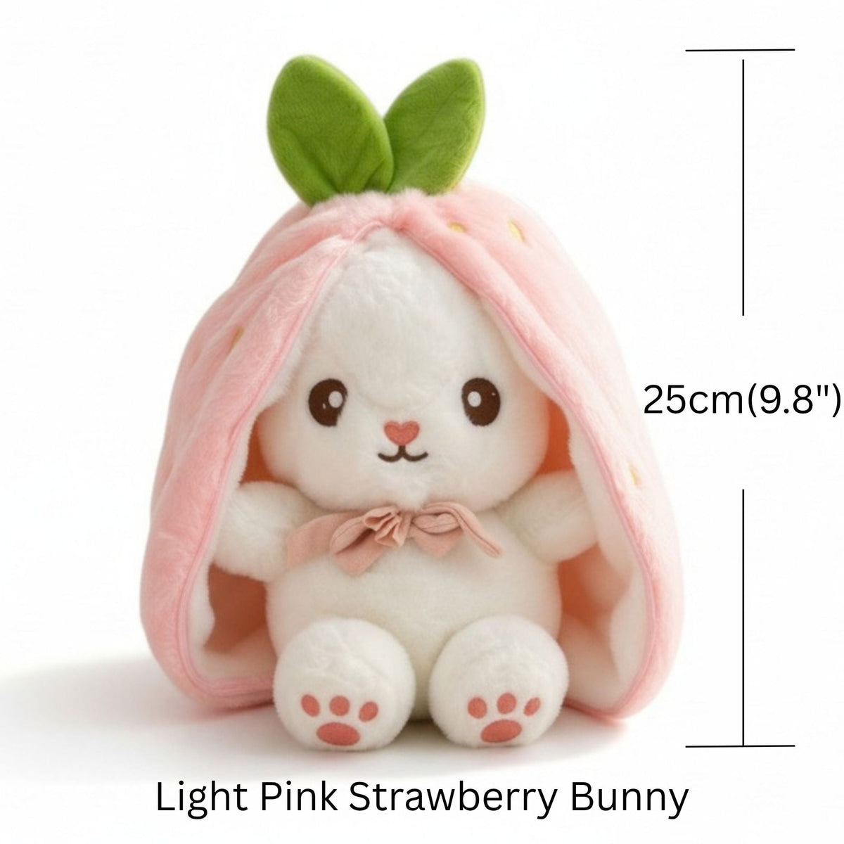 Reversible Strawberry Bunny Plush Toy Soft Polyester Stuffed Animal for Kids Hide and Seek Transforming Toy