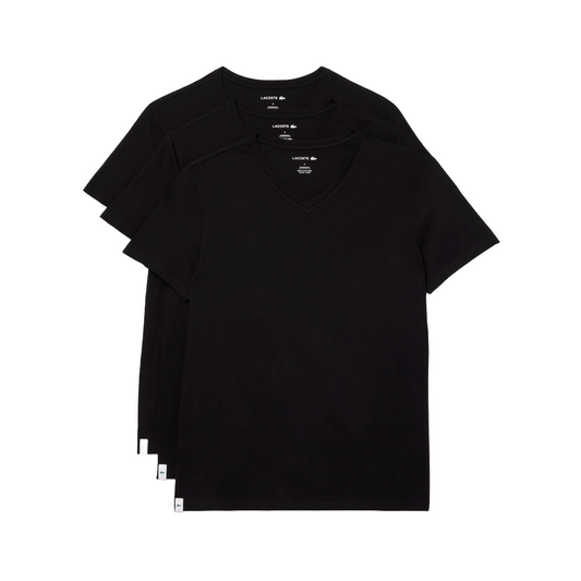 Lacoste Men's 3-Pack V-Neck Cotton Regular Fit Undershirt