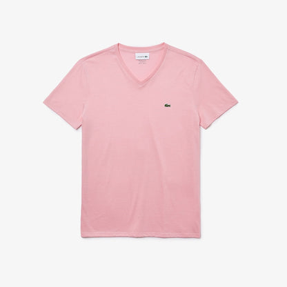 Lacoste Men's Short Sleeve V-Neck Pima Jersey Shirt T-Shirt