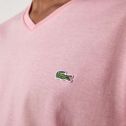 Lacoste Men's Short Sleeve V-Neck Pima Jersey Shirt T-Shirt